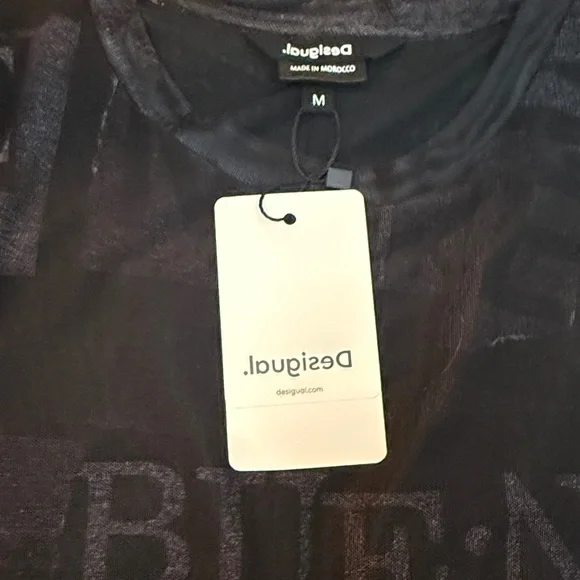 DESIGUAL Tulle Newspaper Midi Dress In Black Medium Brand New - Picture 11 of 11